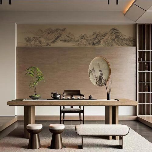 新中式古典休园图富春山居图腰线宋式美学中古风定制无缝墙布壁画 - 图3