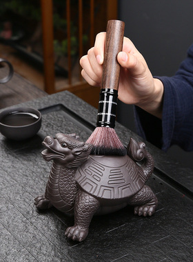 紫砂茶宠可养招财龙龟家居摆件禅意茶室茶玩茶台茶桌装饰茶具