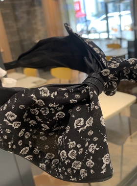 高级感新款碎花蝴蝶结发卡发箍女复古时尚气质发捆头饰压发头箍