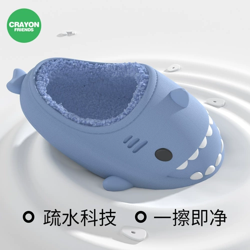 Акула, тапочки, зимняя мужская нескользящая плюшевая обувь для влюбленных, Южная Корея