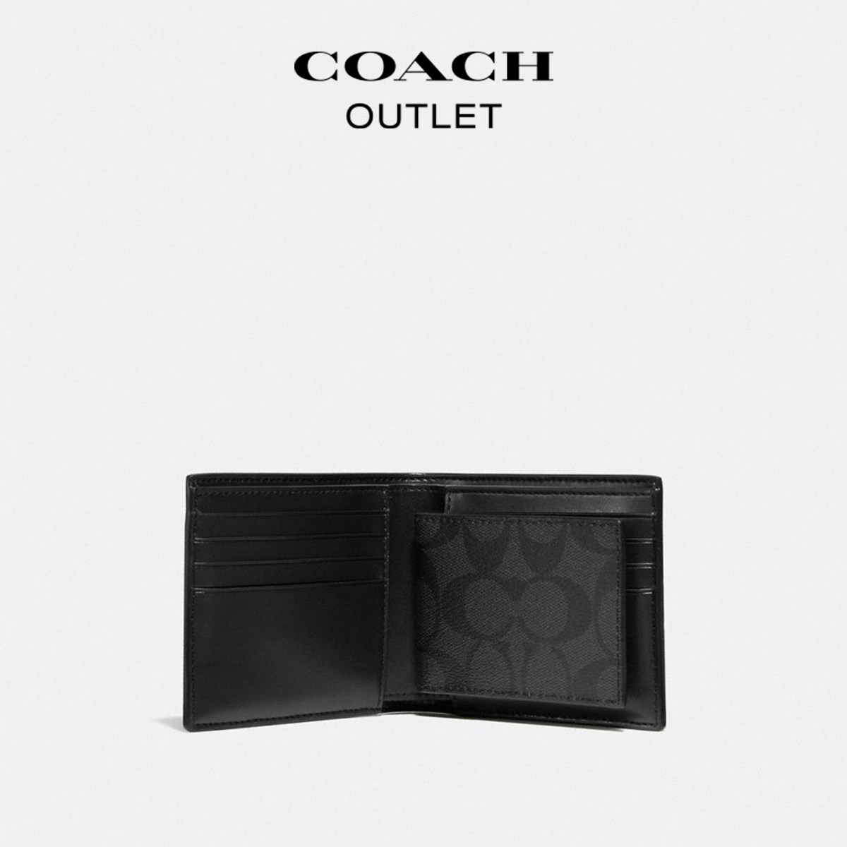 【父亲节礼物】COACH/蔻驰奥莱男士经典老花VARSITY条纹钱包