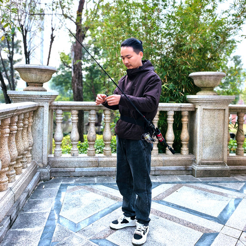 明邦路亚随身插竿器挂腰可调节多用途便携试竿架矶钓腰带试插竿桶 - 图1