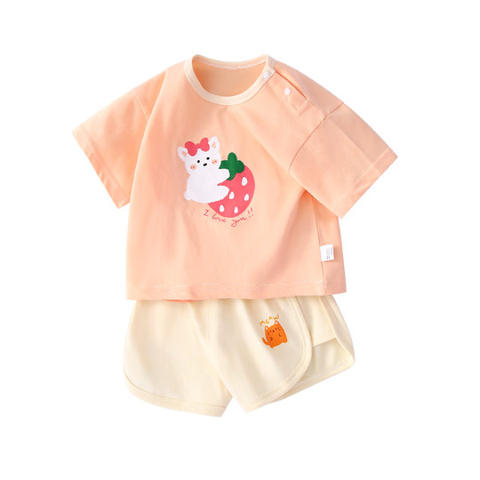 女童夏季套装薄款宝宝短袖纯棉婴儿衣服夏日套装男童夏装洋气新款