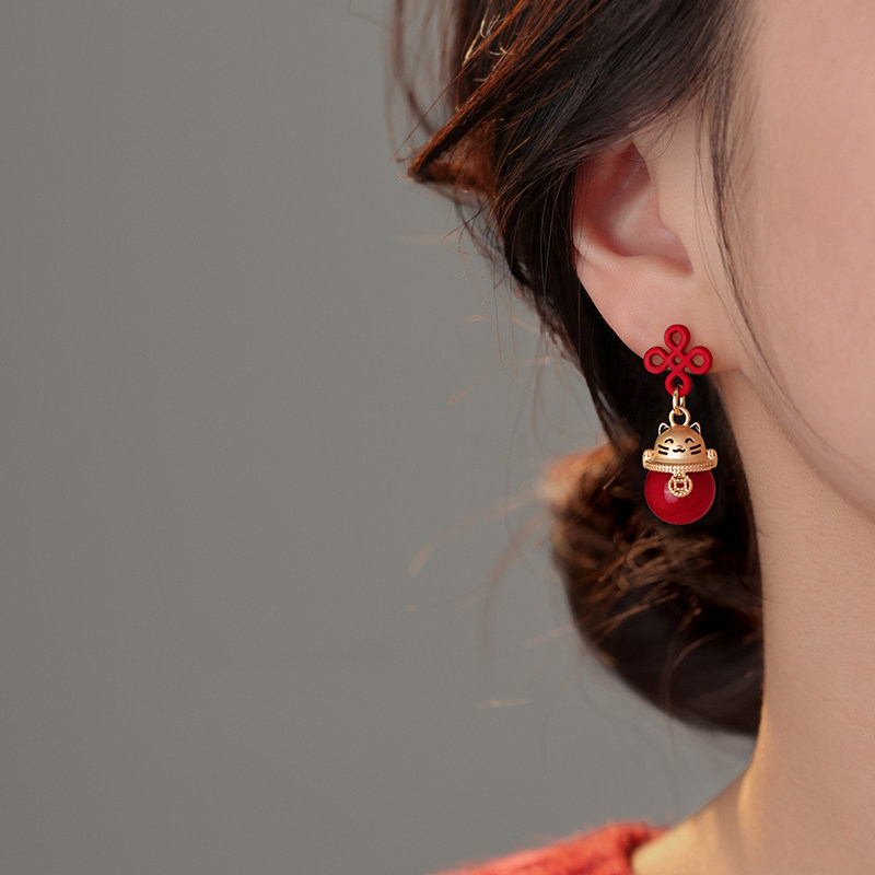 ACC招财猫耳钉999银小众设计感过年2026马新年本命年耳环女款耳饰,淘宝优惠券,粉丝福利购,淘宝优惠卷