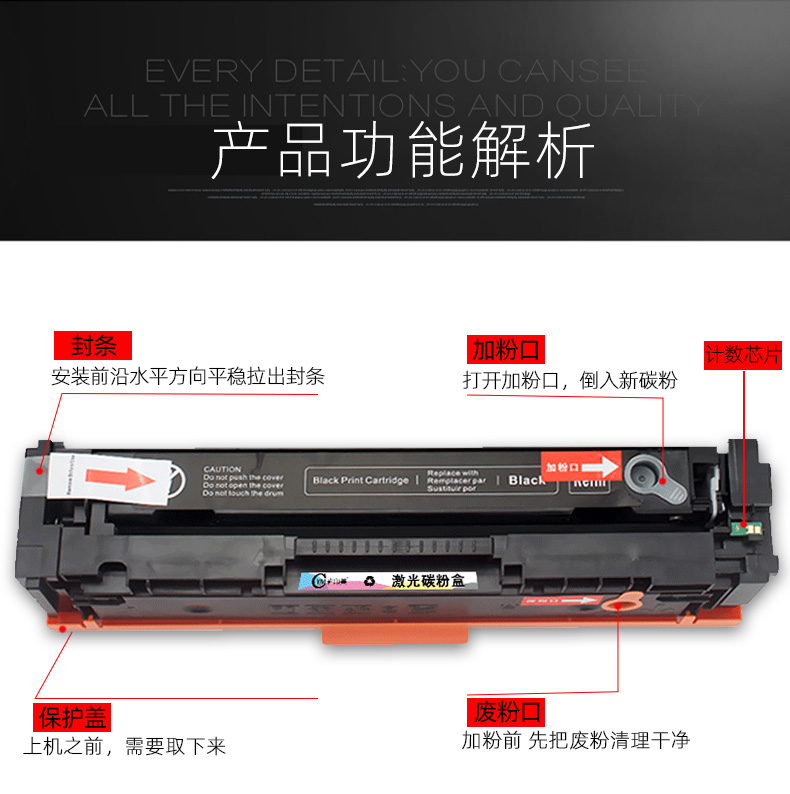 彩印美适用惠普M181n硒鼓LaserJet  M181fw碳粉盒 T6B71A墨盒hp 204A硒鼓 易加粉CF510A墨粉盒 - 图1