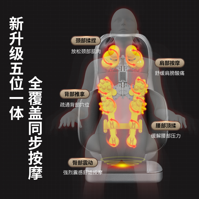 奥克斯按摩器肩颈椎腰部背部全身自动多功能靠垫家用揉捏椅按摩仪