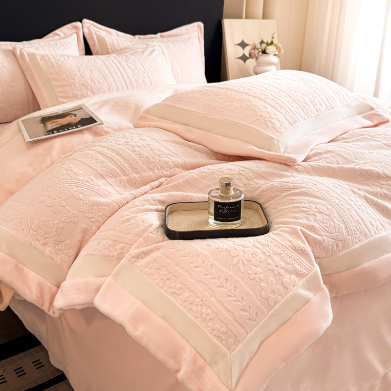 A类母婴级防静电加绒四件套冬季保暖粉色婴儿绒被套床单床上用品4,淘宝优惠券,粉丝福利购,淘宝优惠卷