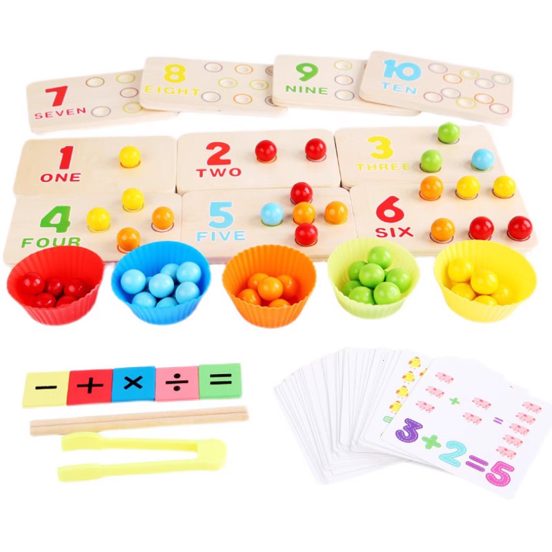 夹珠子算术游戏幼儿园儿童益智教具家用感统精细动作训练玩具器材 - 图1