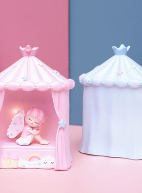 创意礼品宝贝天使之翼城堡灯星星灯少女心ins风房间装饰品摆件