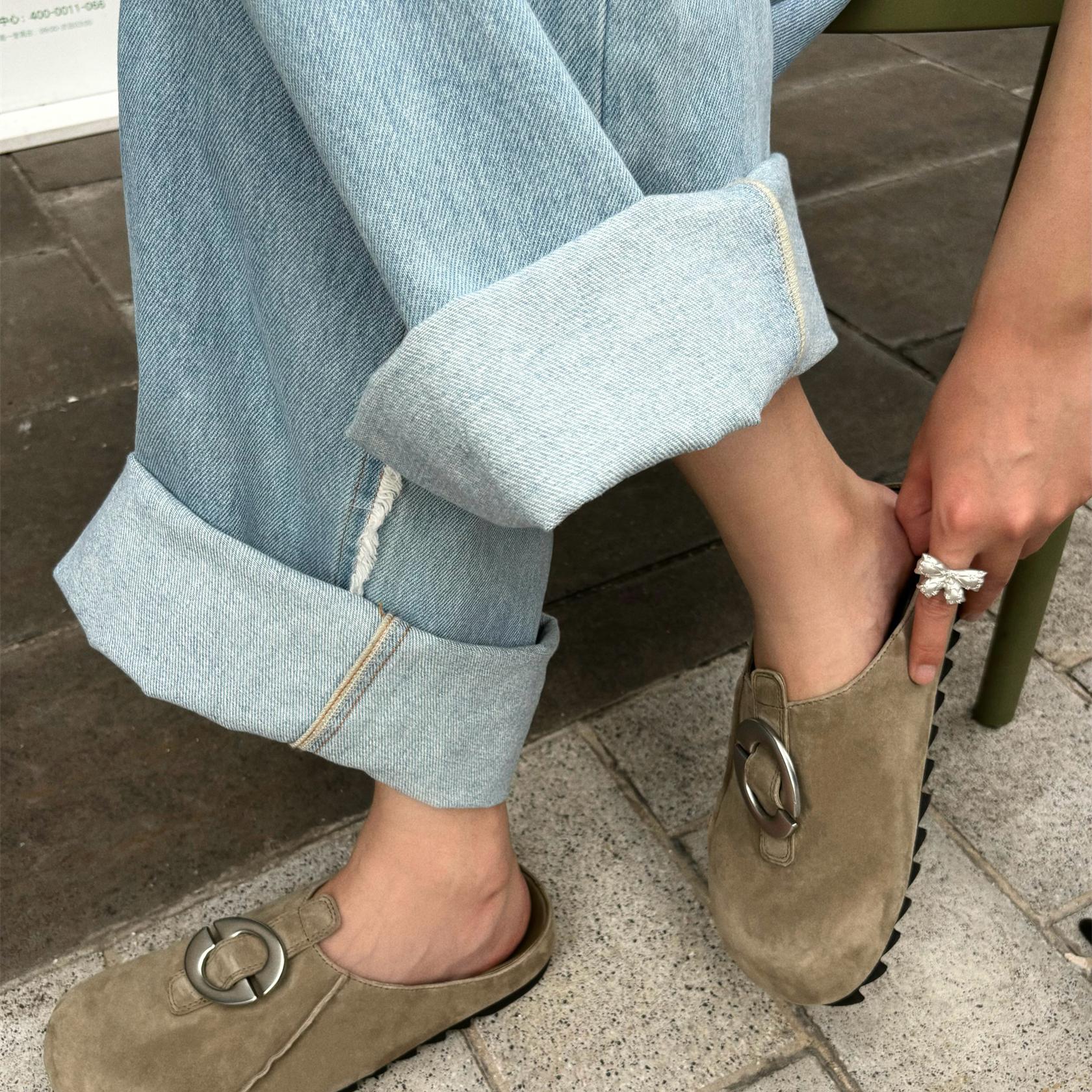 lost in echo 2024新款包头扣饰锯齿底勃肯拖鞋棕色百搭合集 - 图1