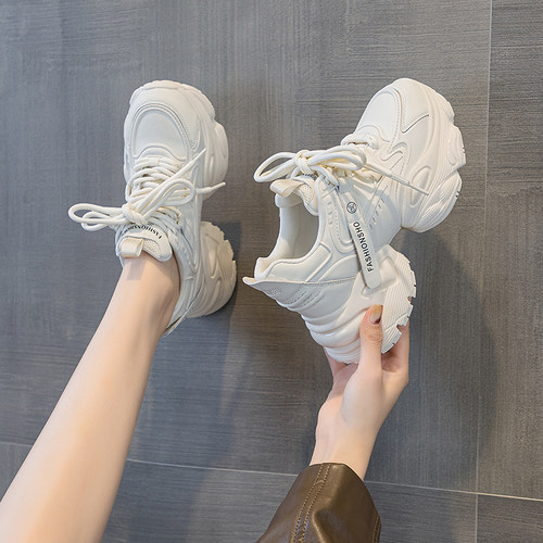 老爹鞋女款2025新款爆款秋季百搭厚底内增高小个子轻便休闲运动鞋 - 图1