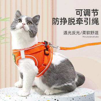 Cat traction rope anti-breakaway vest style Internet celebrity cat walking rope British short outdoor special chain pet harness