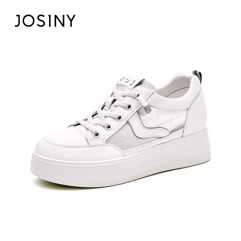 Josiny/卓诗尼法式玛丽珍鞋女透气通勤百搭网面单鞋老爹鞋小白鞋