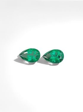 培育石榴石 水滴形沙弗莱绿YAG人造宝石裸石 首饰加工镶嵌用主石