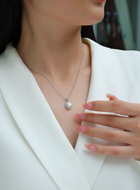 925银莫桑石V形时尚百搭高级感结婚订婚聚会吊坠项链
