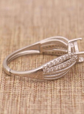 S925银戒托 多规格 翡翠蜜蜡彩宝玉石银戒 滴水形戒指空托镶嵌DIY