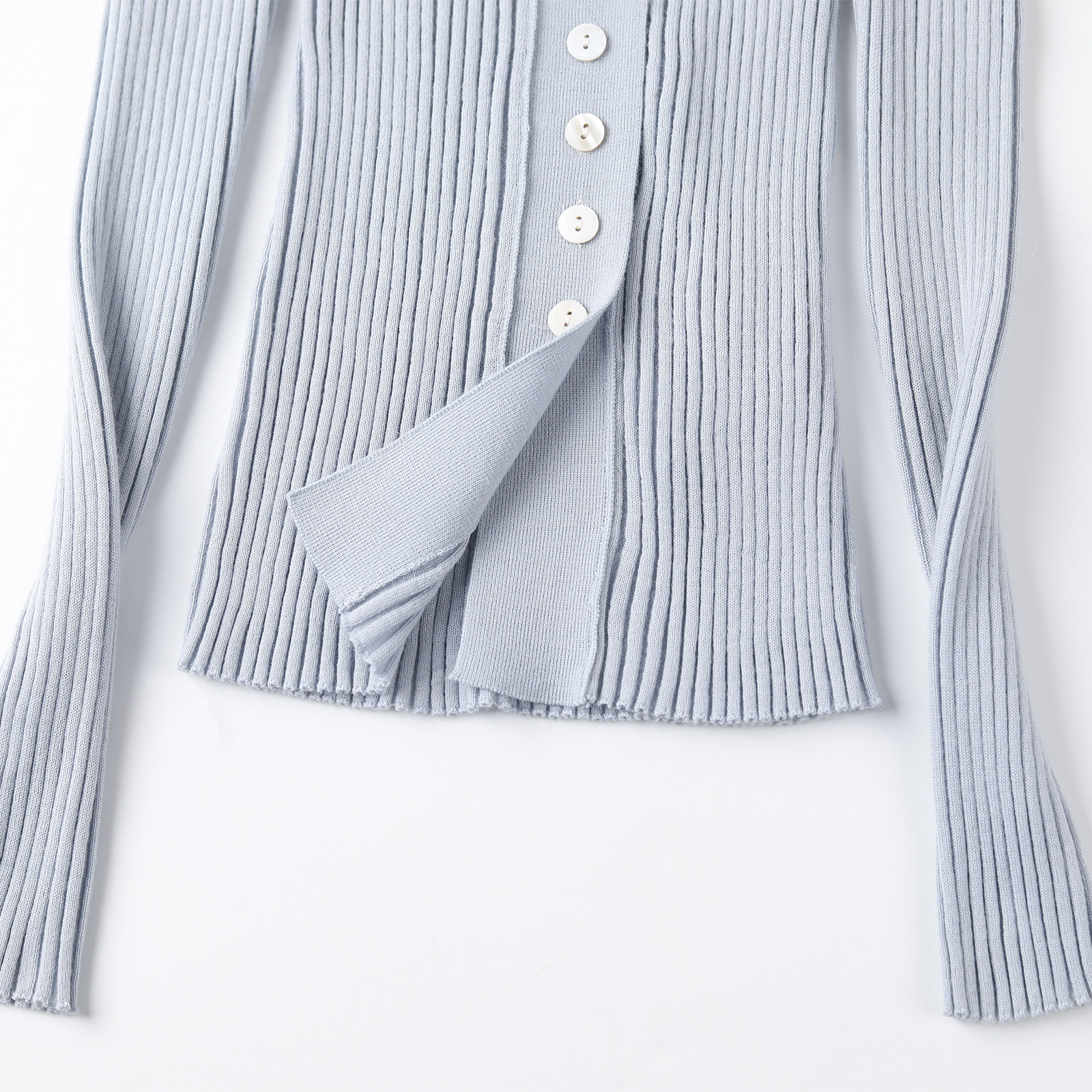 【明星同款】wana try绵羊毛翻领薄款针织衫显瘦慵懒新款打底衫女 - 图3