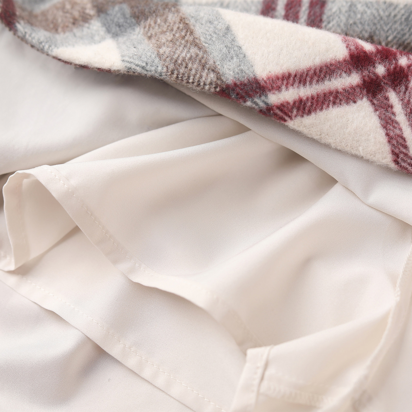 wana try绵羊毛A字半身裙节日感格纹带兜米白色裙子新款女装短裙,淘宝优惠券,粉丝福利购,淘宝优惠卷