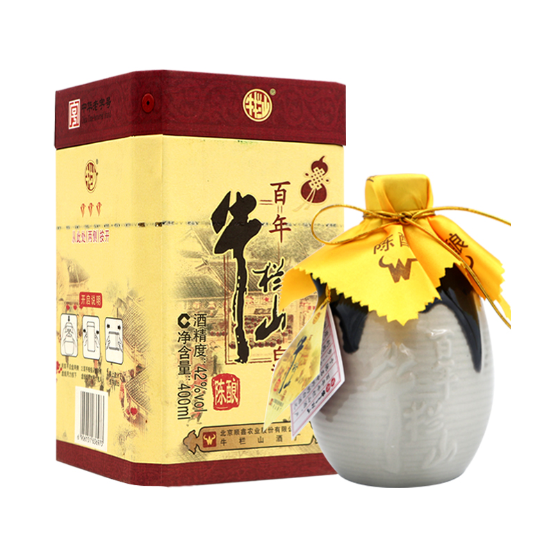 牛栏山二锅头高低度百年陈酿 /三牛400ml*1瓶浓香型白酒单瓶装