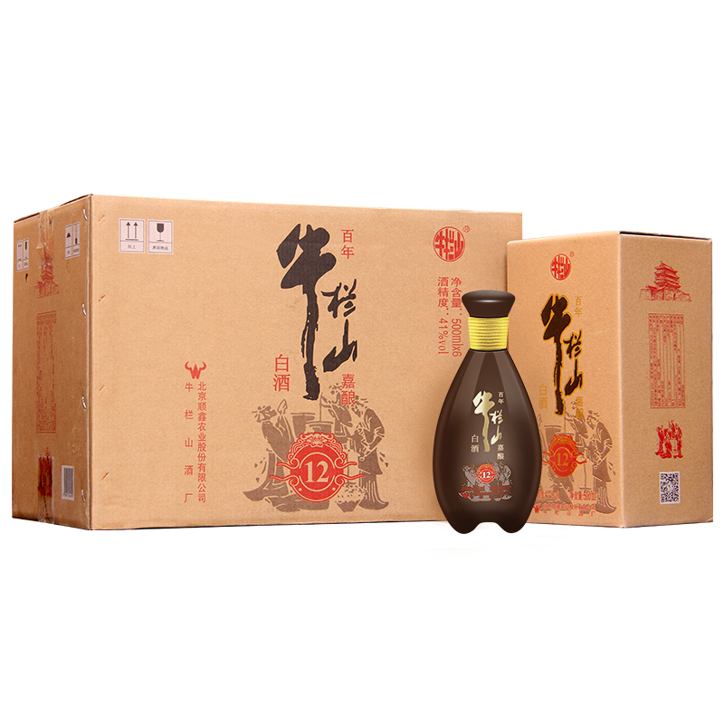 牛栏山二锅头41度嘉酿12浓香型白酒500ml*6整箱装送礼自饮-图0