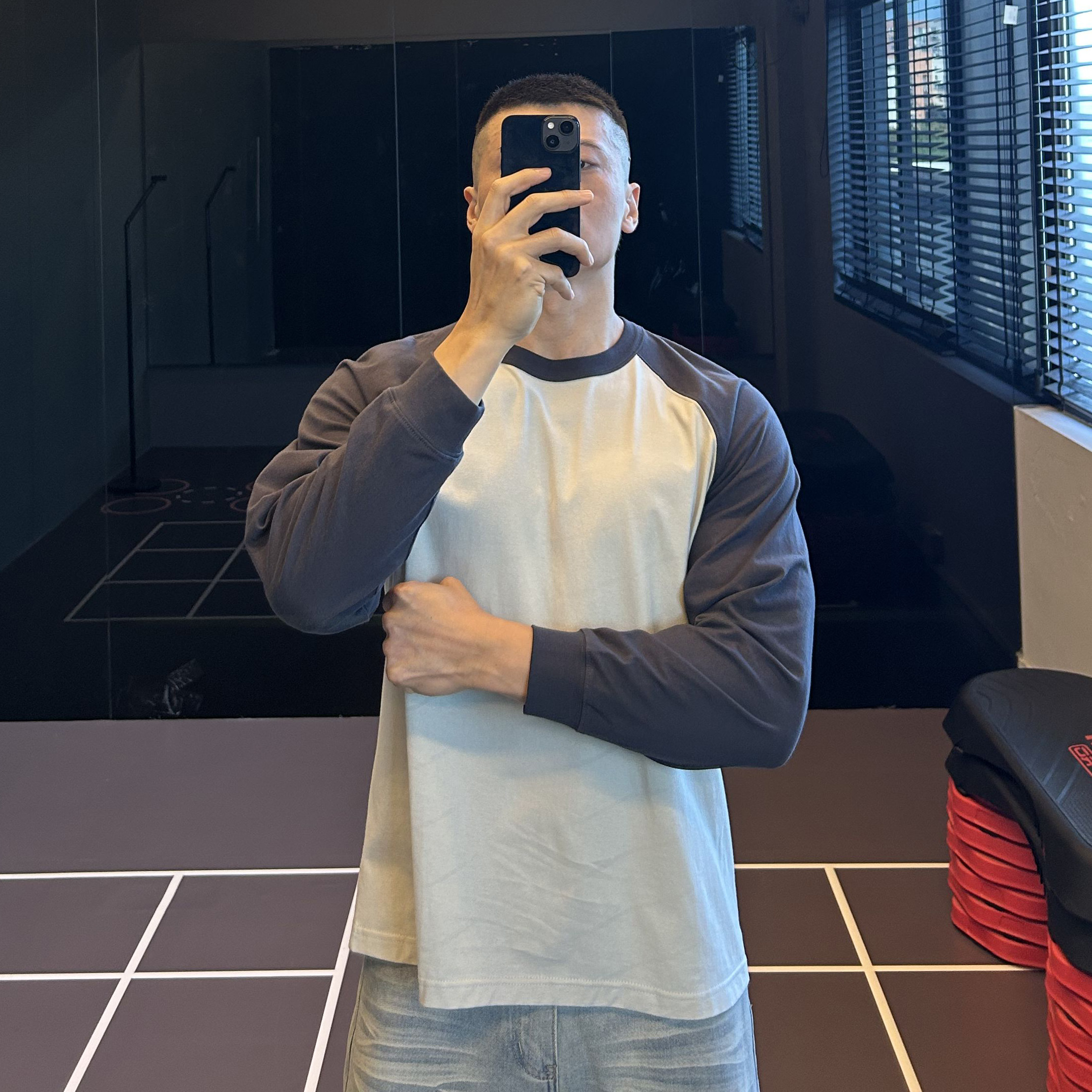 IRONTRAP重磅300G撞色插肩袖长袖T恤男健身训练内搭打底衫秋冬季,淘宝优惠券,粉丝福利购,淘宝优惠卷