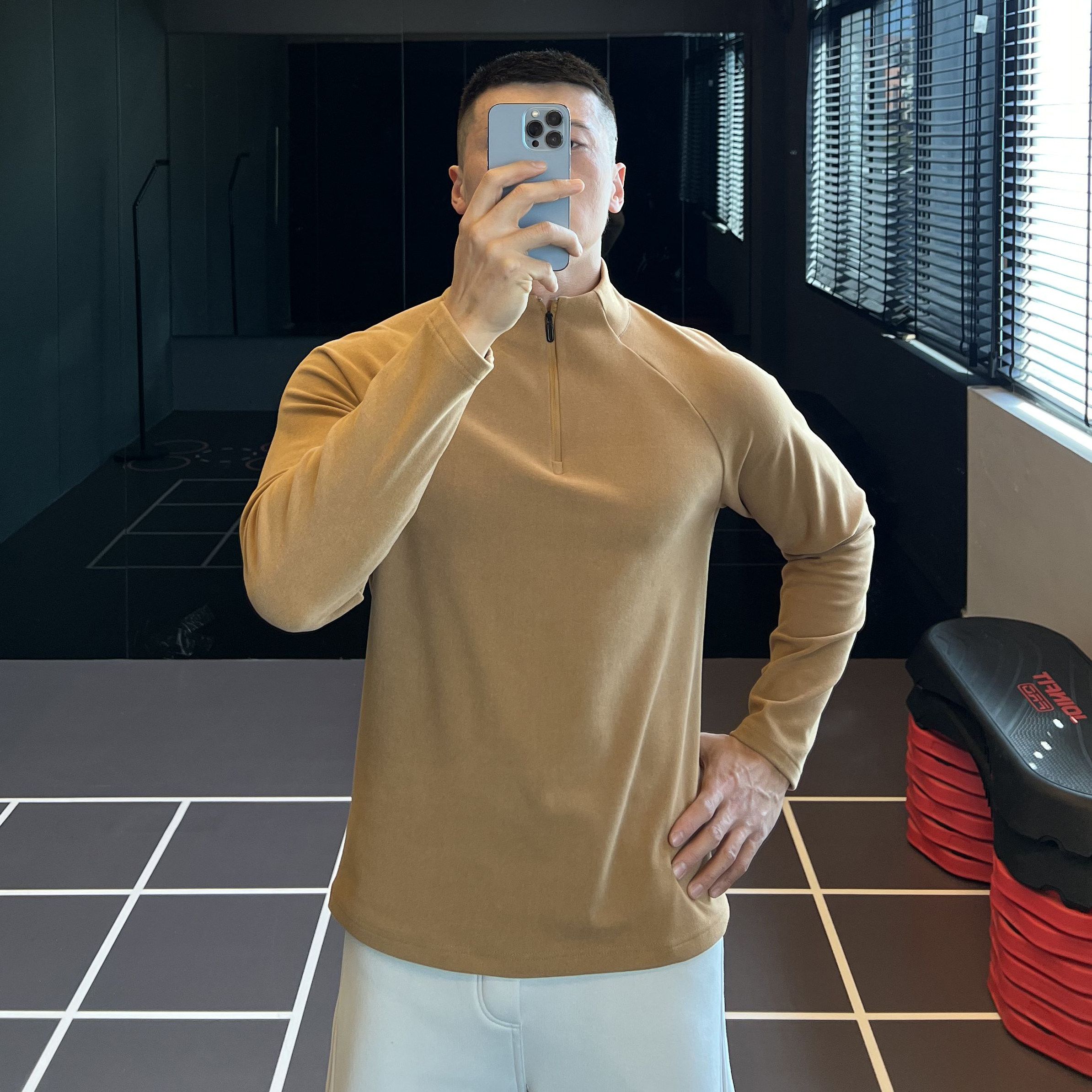 IRONTRAP双面磨毛薄绒半拉链运动卫衣男修身长袖T恤健身衣服秋冬,淘宝优惠券,粉丝福利购,淘宝优惠卷