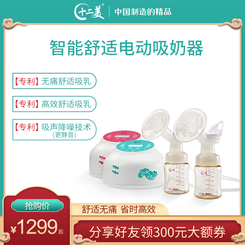 十二美正品单双边电动舒适吸奶器 十二美吸奶器