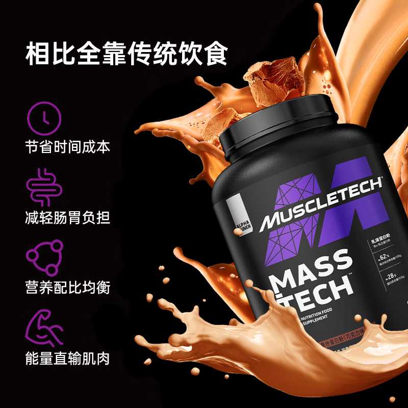 肌肉科技高性能蛋白增肌粉3.3磅 mass乳清蛋白粉新手健身增肌增重-图2