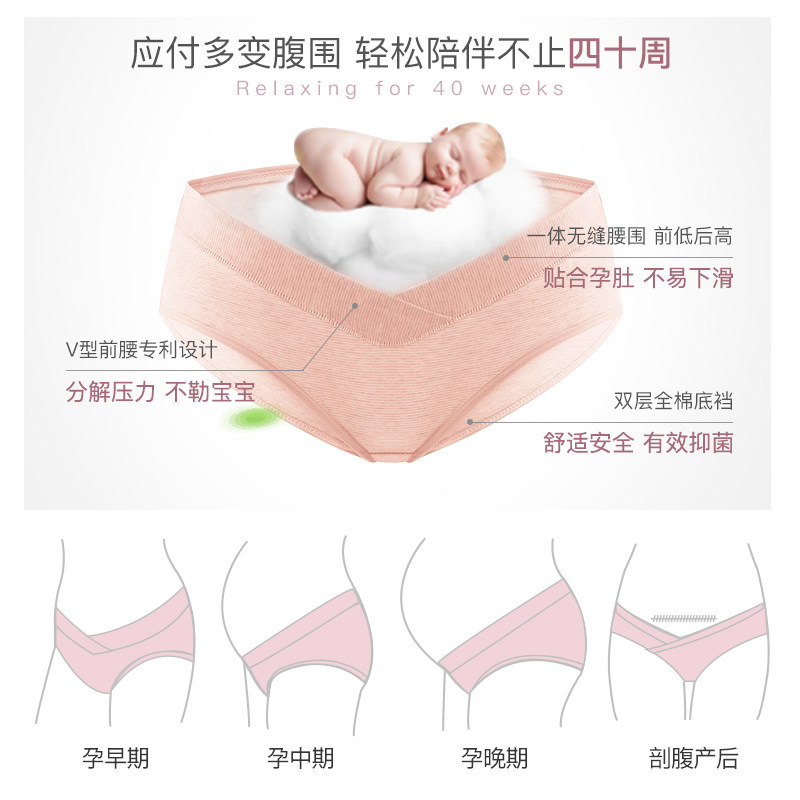 孕妇纯棉孕晚期中期早期低腰内裤 绢绢羊内裤