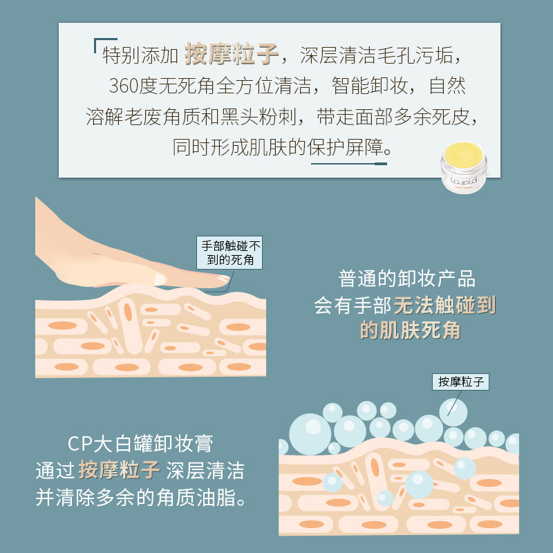 cp大白罐按摩脸部眼唇清洁油卸妆膏 lcupid卸妆