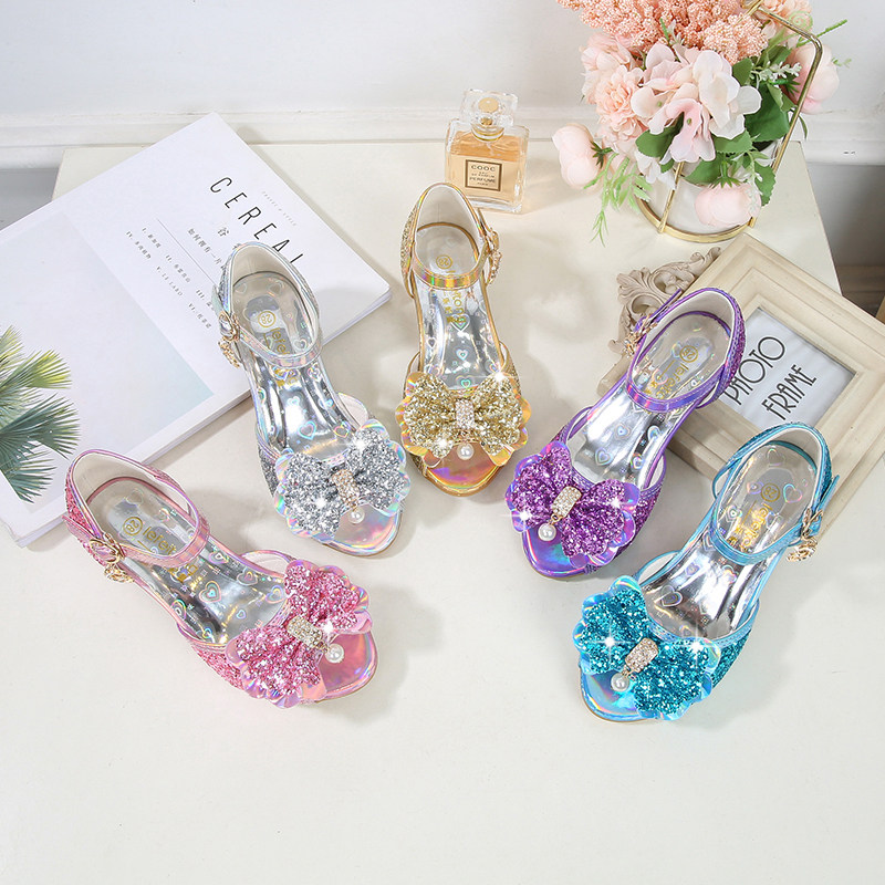 女童凉鞋2025新款时尚中大童公主鞋夏季儿童高跟鞋小女孩水晶凉鞋,淘宝优惠券,粉丝福利购,淘宝优惠卷