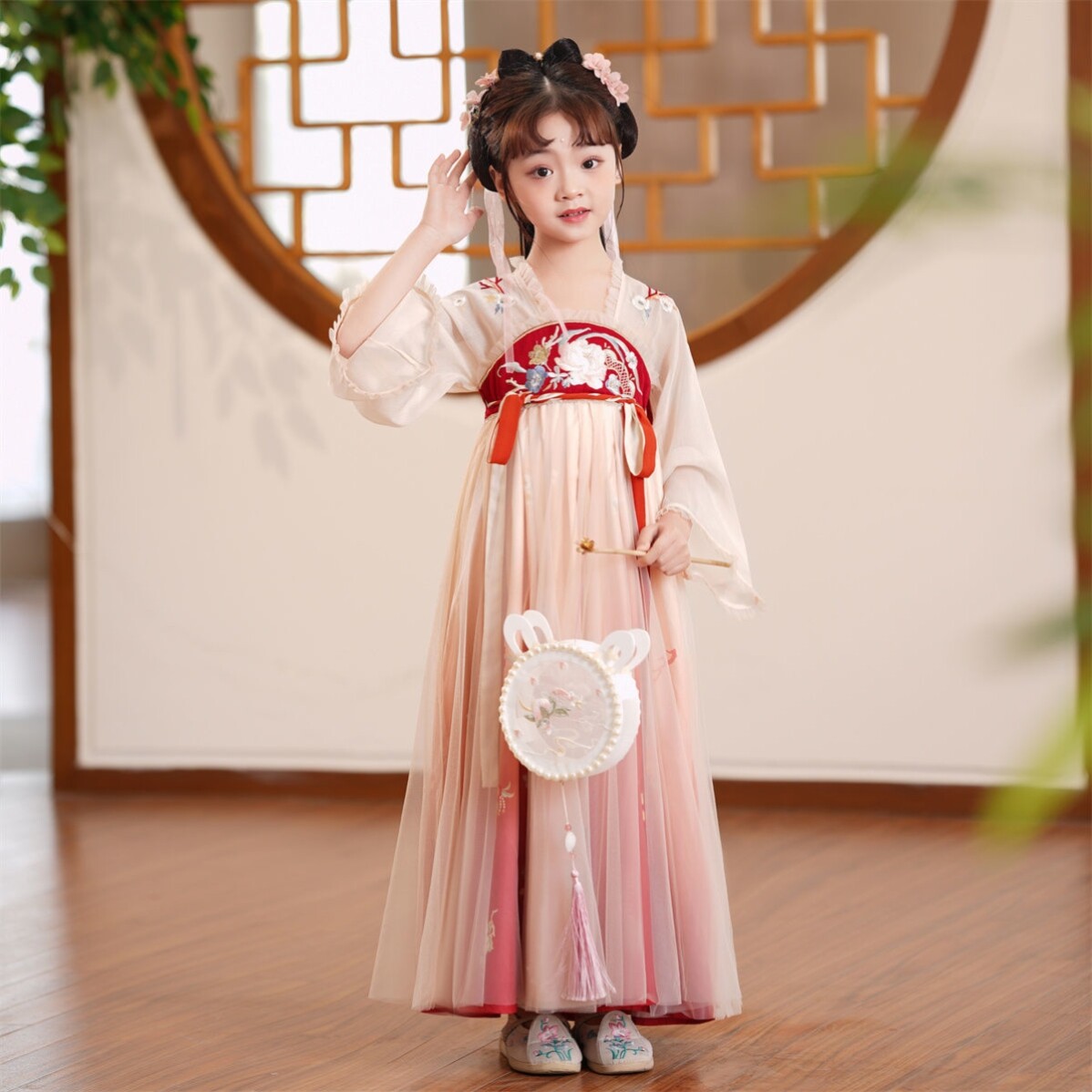 胭脂妆儿童舞蹈服六一女童古典舞演出服古风飘逸汉服古装表演服