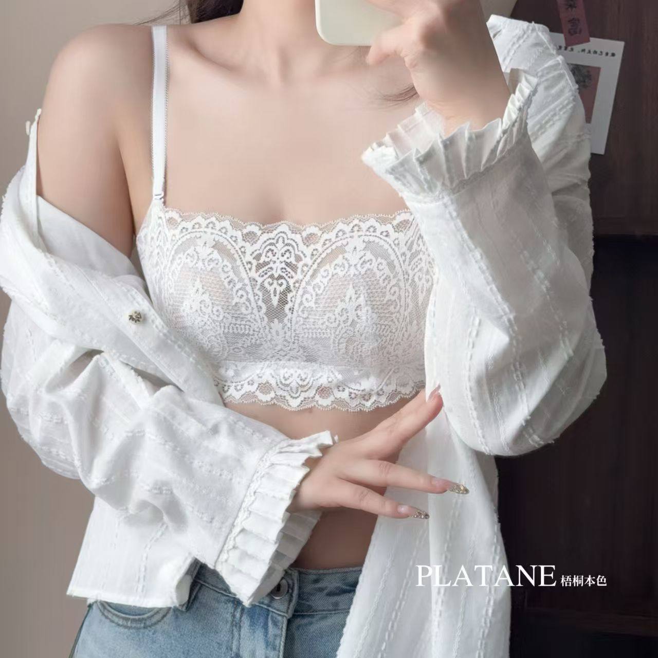 梧桐本色文胸性感蕾丝超薄抹胸水晶杯大胸显小舒适内衣WN65232,淘宝优惠券,粉丝福利购,淘宝优惠卷