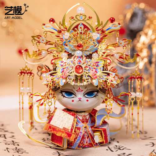 艺模喵之城女帝3D立体拼图金属拼装模型手工玩具送礼物招财猫摆件 - 图0