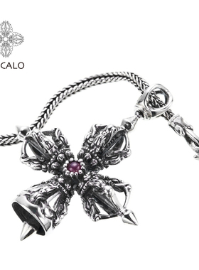 ZOCALOs925银四项杵红蓝宝吊坠