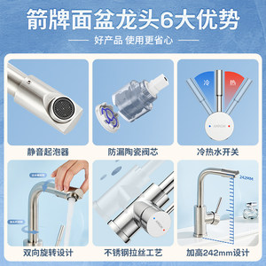箭牌卫浴面盆龙头家用浴室卫生间洗手盆台盆洗漱洗脸盆冷热水龙头