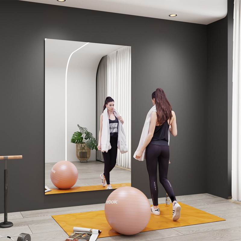 家用跳舞镜子贴墙自粘亚克力超大舞蹈软镜健身镜瑜伽镜全身穿衣镜 - 图0