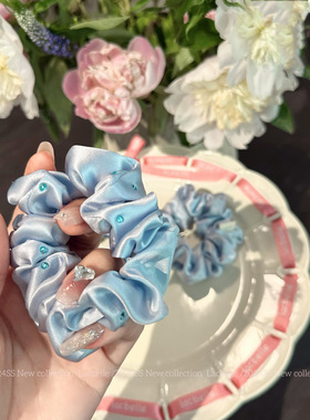 设计师款100%桑蚕丝芭蕾水钻发圈