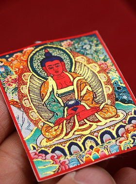 手绘八大守护神描金画心唐卡画黄财神本命佛画布支持各种图案