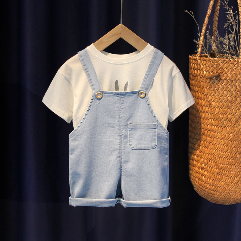 宝宝背带裤夏薄款可开裆男女小童夏季可爱洋气翅膀软牛仔背带短裤,淘宝优惠券,粉丝福利购,淘宝优惠卷