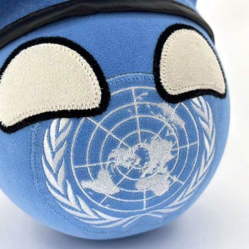 联合国球配蓝色贝雷帽 波兰球国家球毛绒公仔玩偶二次元动漫周边 - 图2