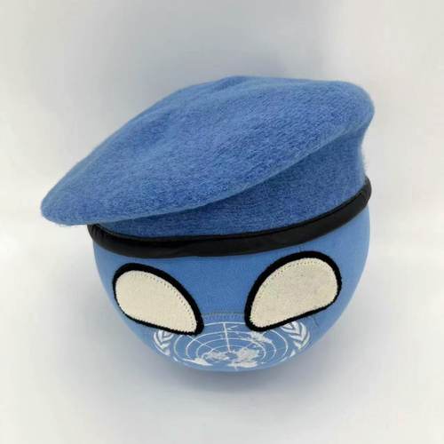 联合国球配蓝色贝雷帽 波兰球国家球毛绒公仔玩偶二次元动漫周边 - 图0