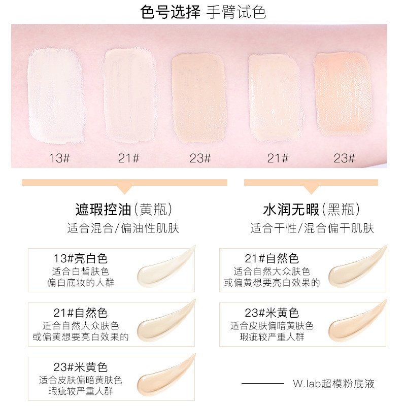 wlab超模w . lab遮瑕保湿w粉底液 OUOU美妆海外粉底液/膏