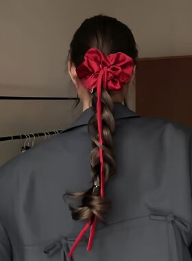 蝴蝶结发圈新年发饰法式缎面丝带缎面丝带头花头饰发饰2026新款女