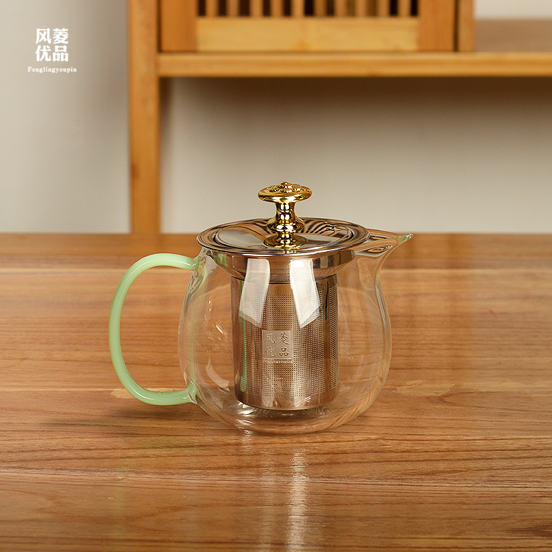 茶壶玻璃泡茶壶家用花茶壶耐高温加厚过滤小单壶茶水分离耐热茶壶