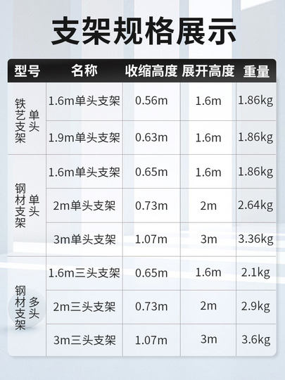 灯架支架户外灯工作投光灯地摊灯移动便携伸缩支架2米3米三脚支架
