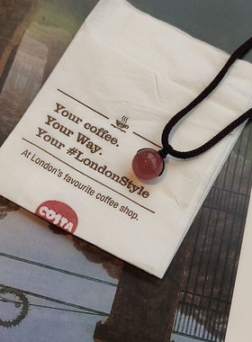 黑曜石锁骨链草莓晶情侣项链一对黑绳大珠子水晶吊坠生日礼物