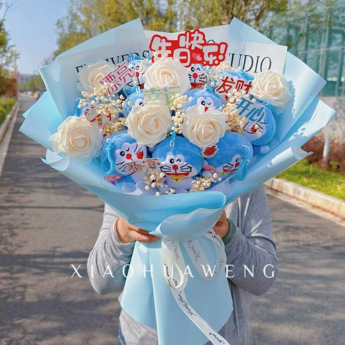 Плетеная детская кукла, букет, подарок на день рождения