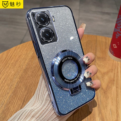 vivoy77手机壳闪粉一体支架vivoy77e硅胶保护套电镀透明轻薄时尚高档网红潮男女新V2219A镜头全包防摔软外壳 - 图2