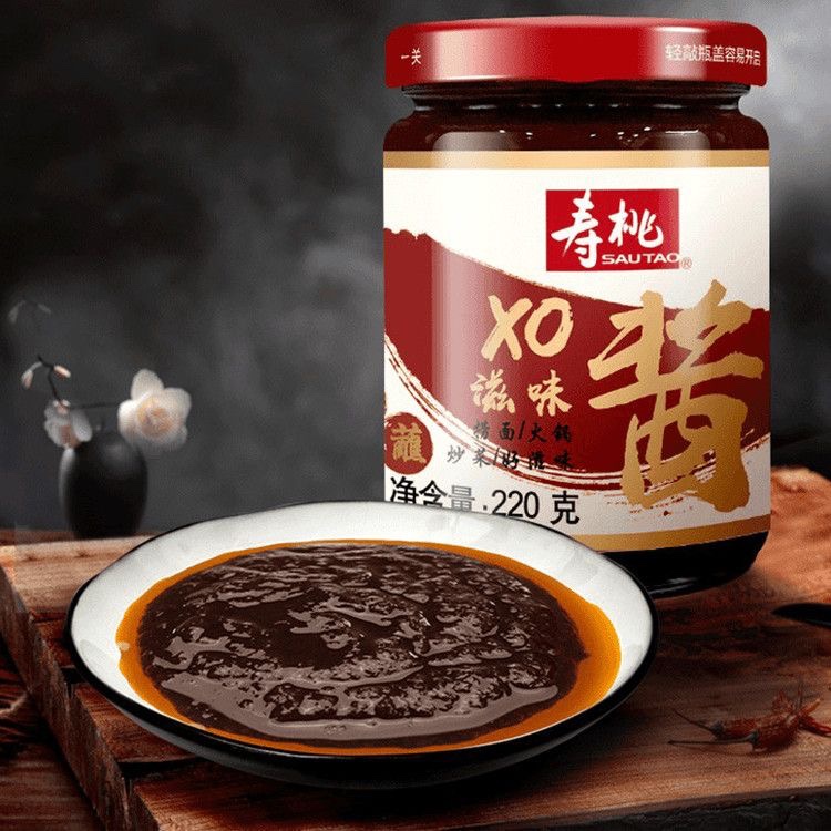 寿桃牌拌面酱捞面酱220gXO滋味酱牛肉粒XO滋味酱 黑椒酱商用整箱 - 图1